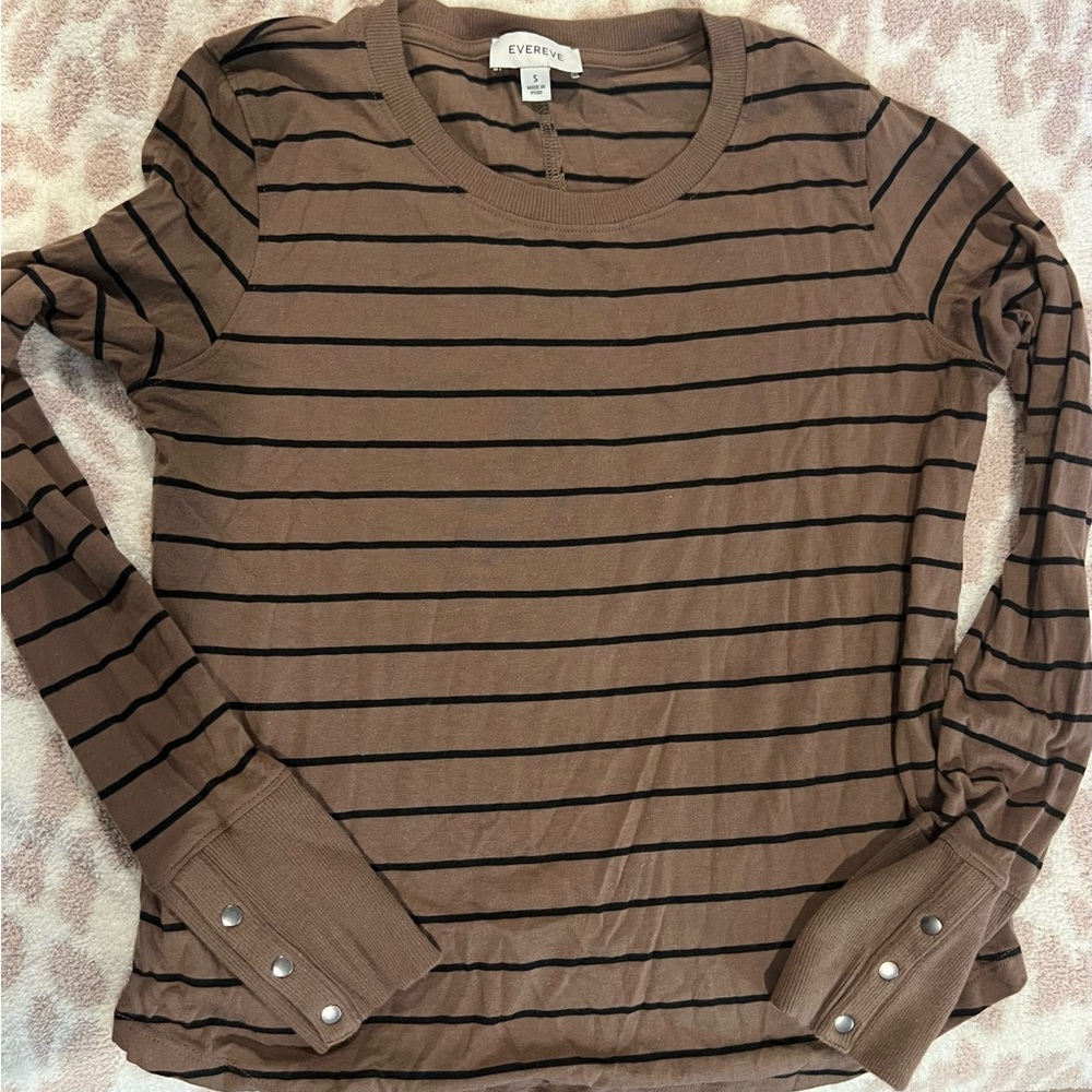 Evereve Brown Striped Women's Top